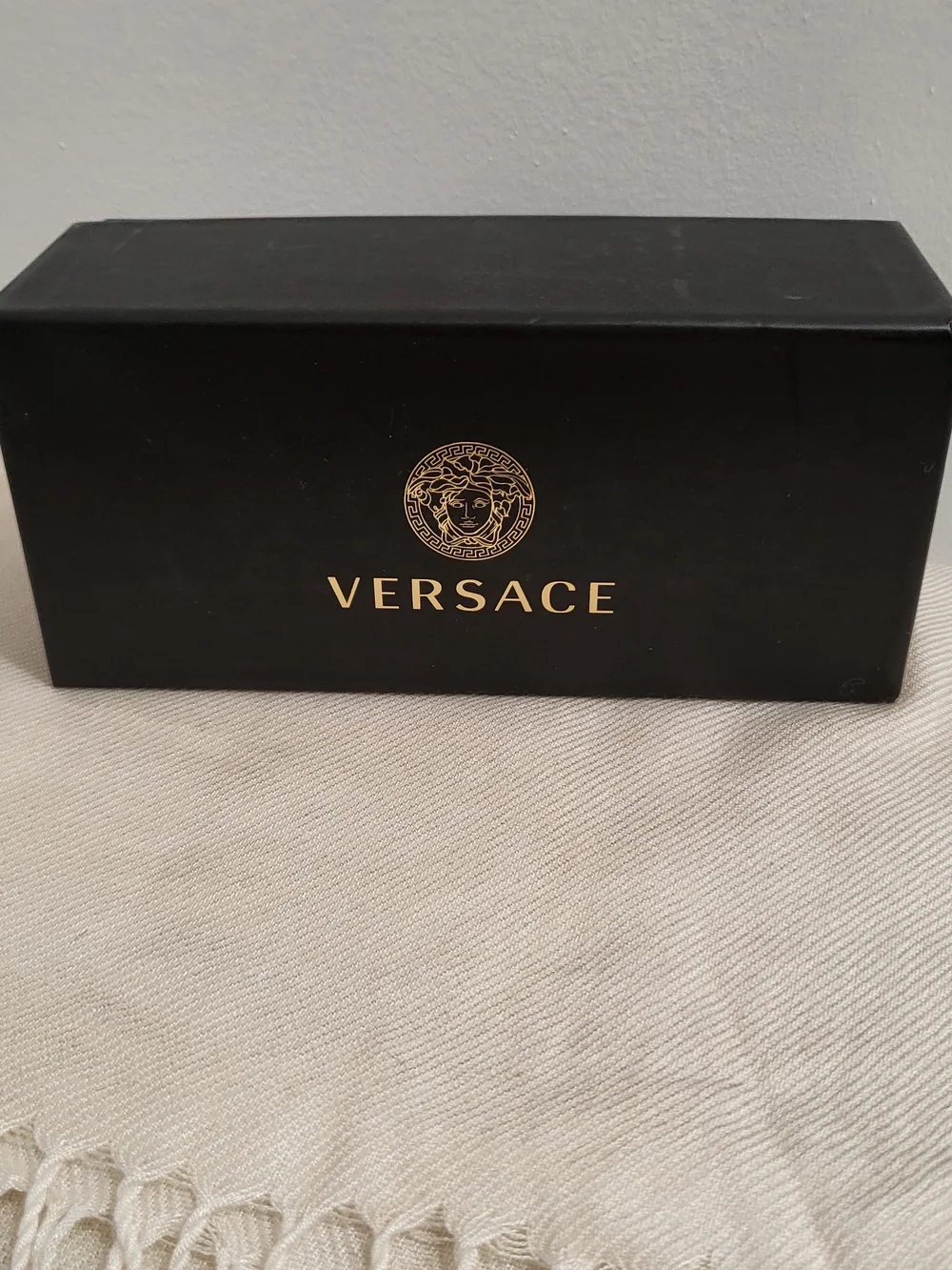 Versace Gold and Brown Designer Slim Temple Eyeglasses